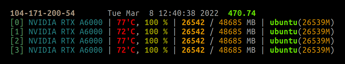 gpustat output