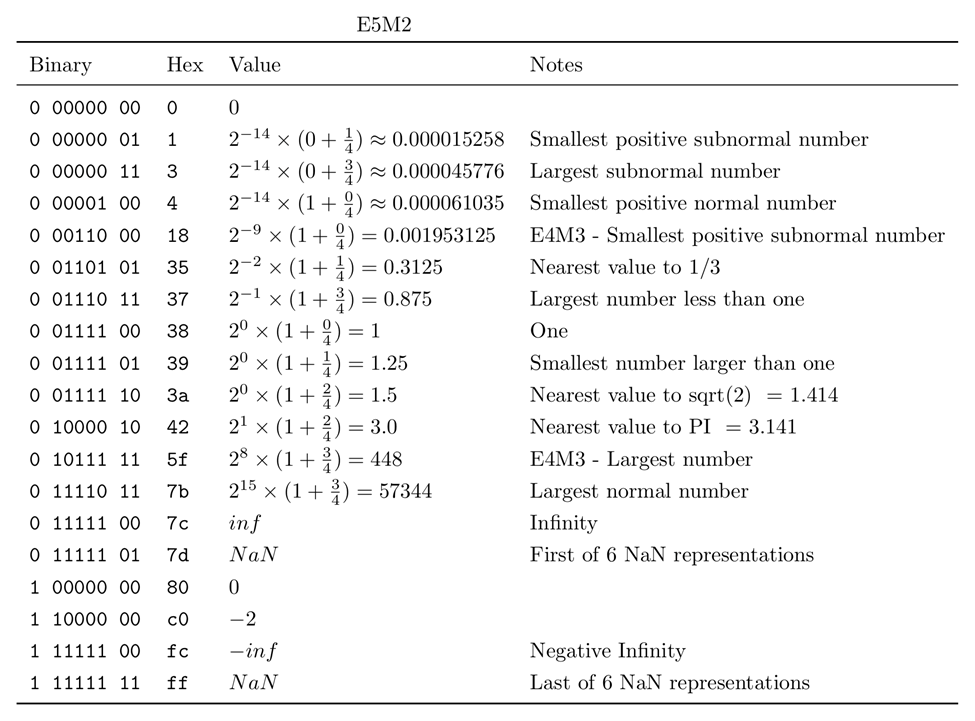 More information about the E5M2 FP8 representation